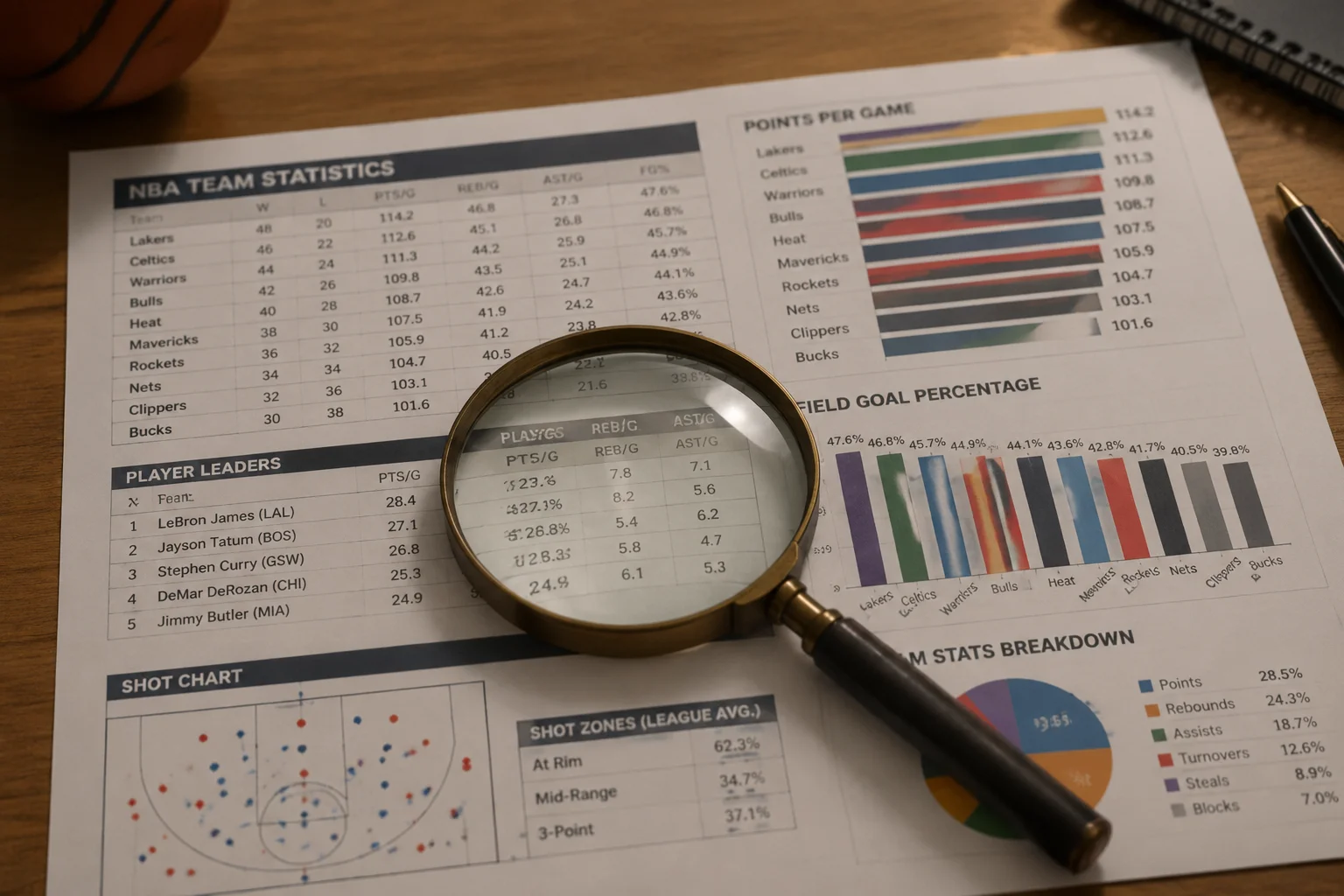 Statistiques avancées et données d'analyse tactique de basketball