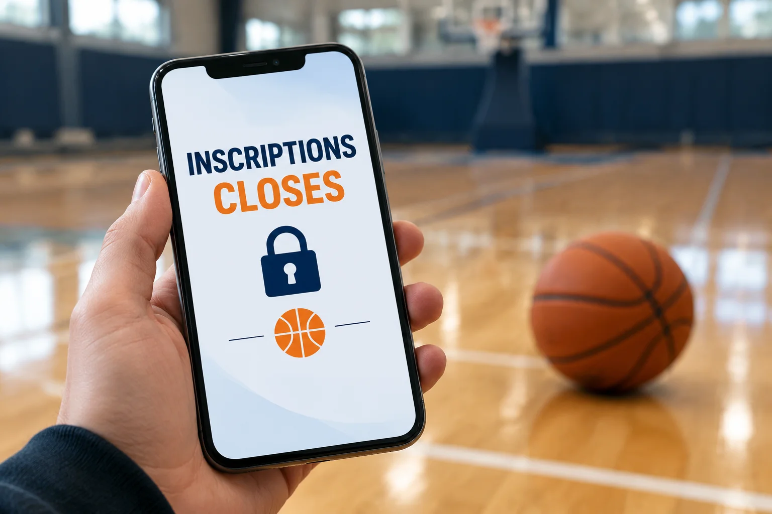 Écran de smartphone affichant un formulaire d'enregistrement clôturé
