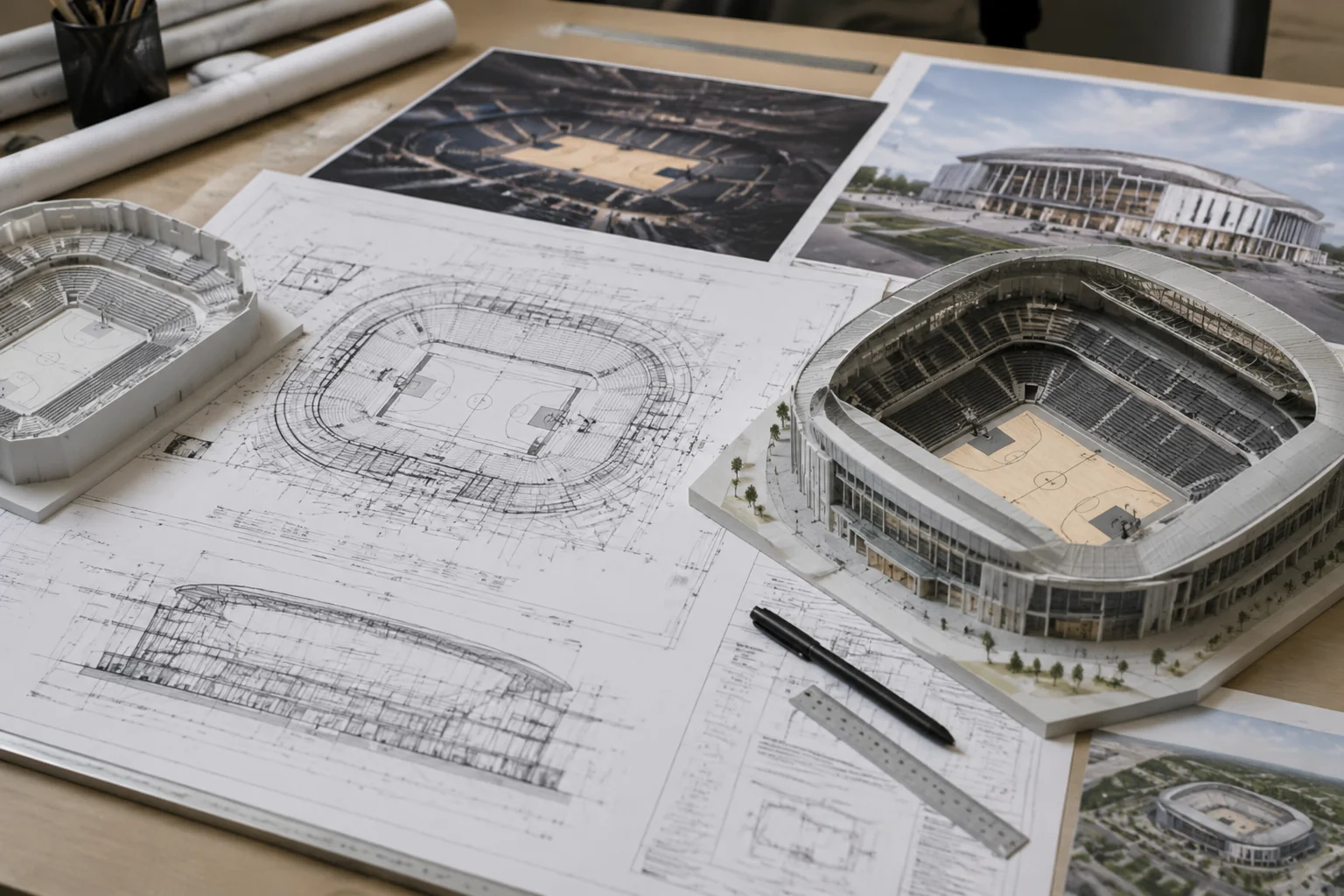 Plans d'architecture d'un complexe sportif moderne