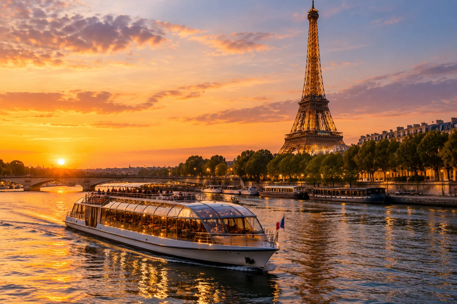 Croisière sur la Seine avec vue sur la Tour Eiffel pour les supporters à Paris