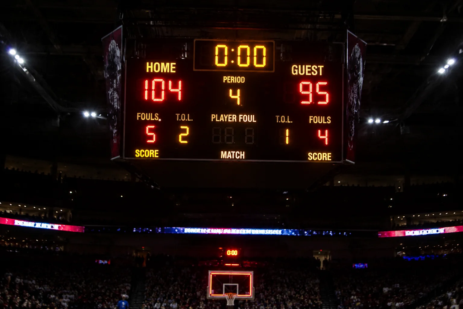 Tableau d'affichage lors de la victoire des Pelicans contre les Spurs