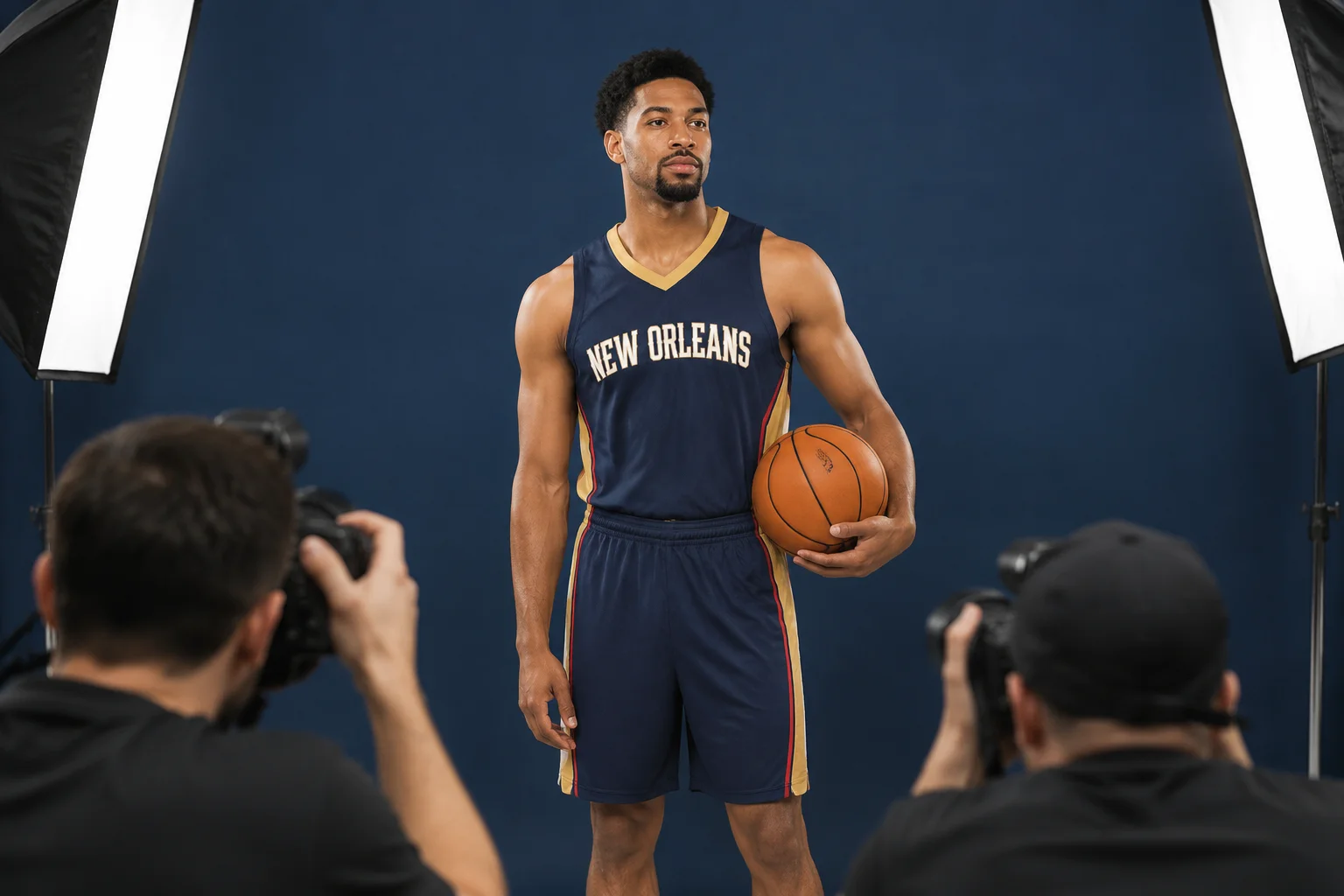 Séance de prise de vue des joueurs des Pelicans lors du Media Day officiel
