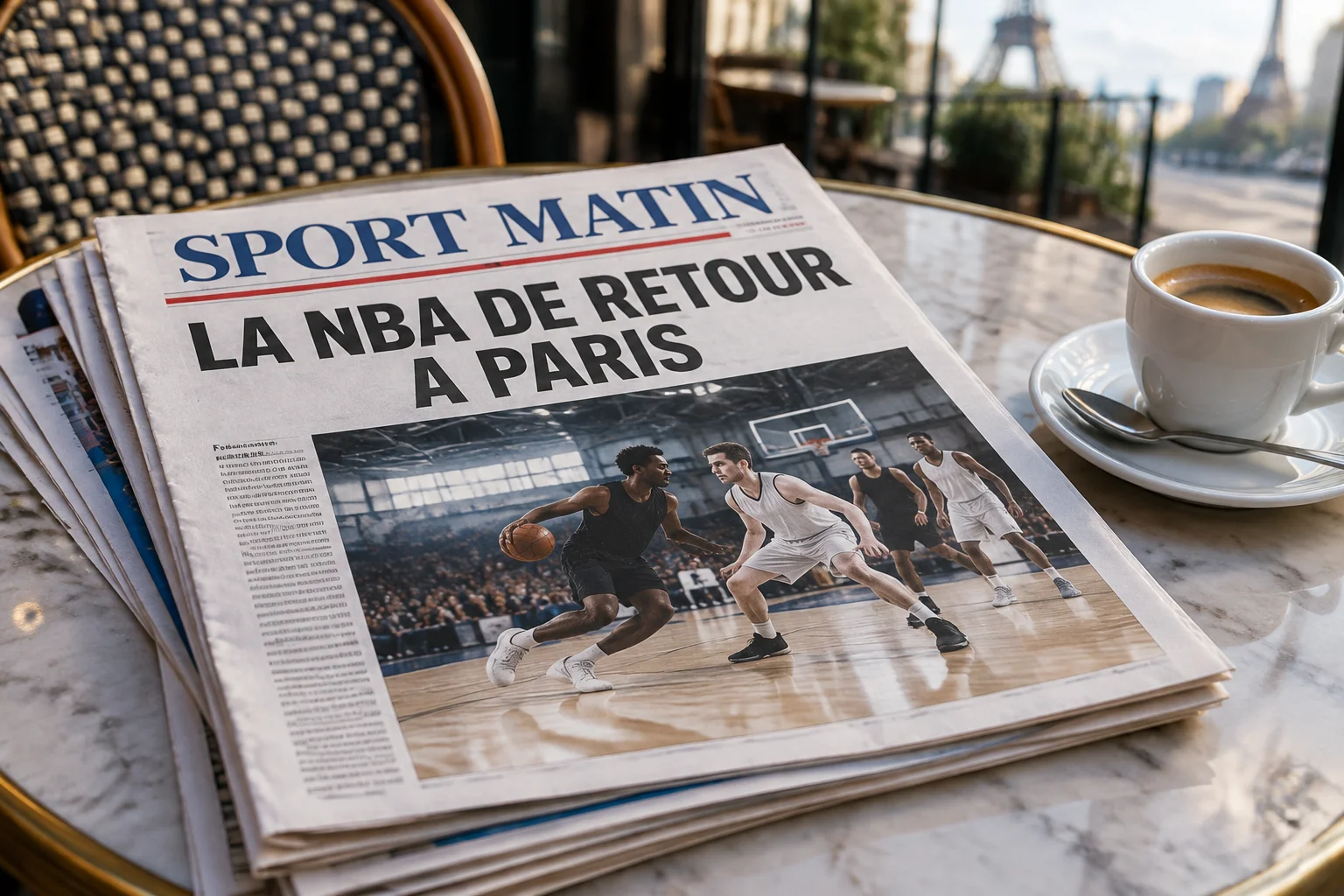 Articles de journaux sportifs disposés sur un bureau