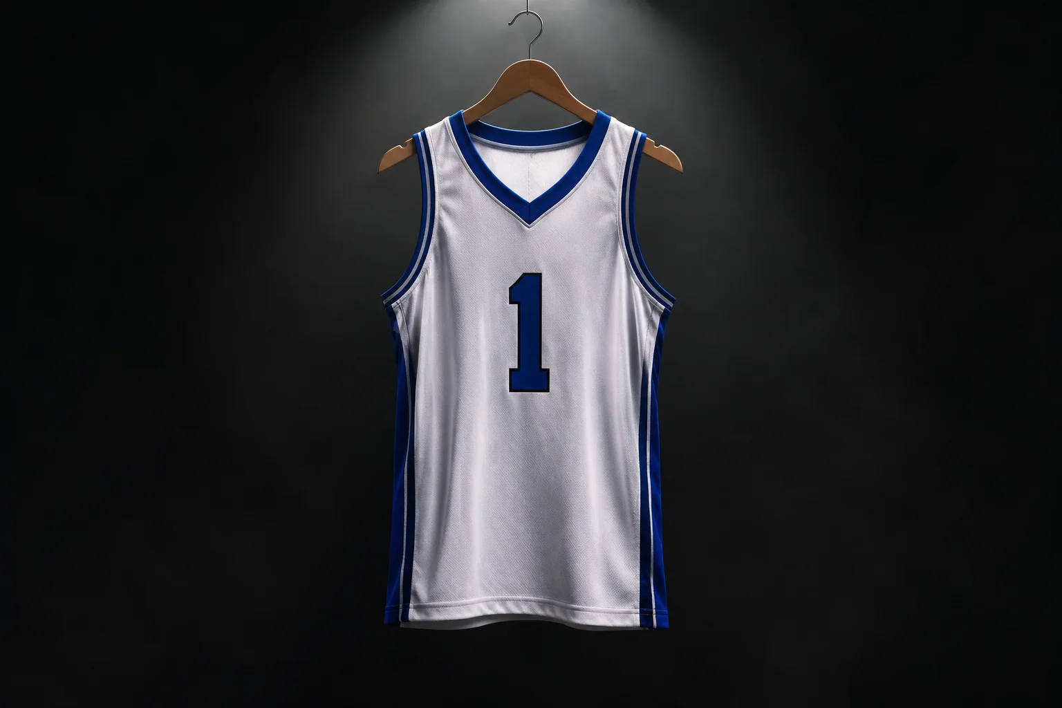 Maillot officiel de basketball sous éclairage studio dramatique