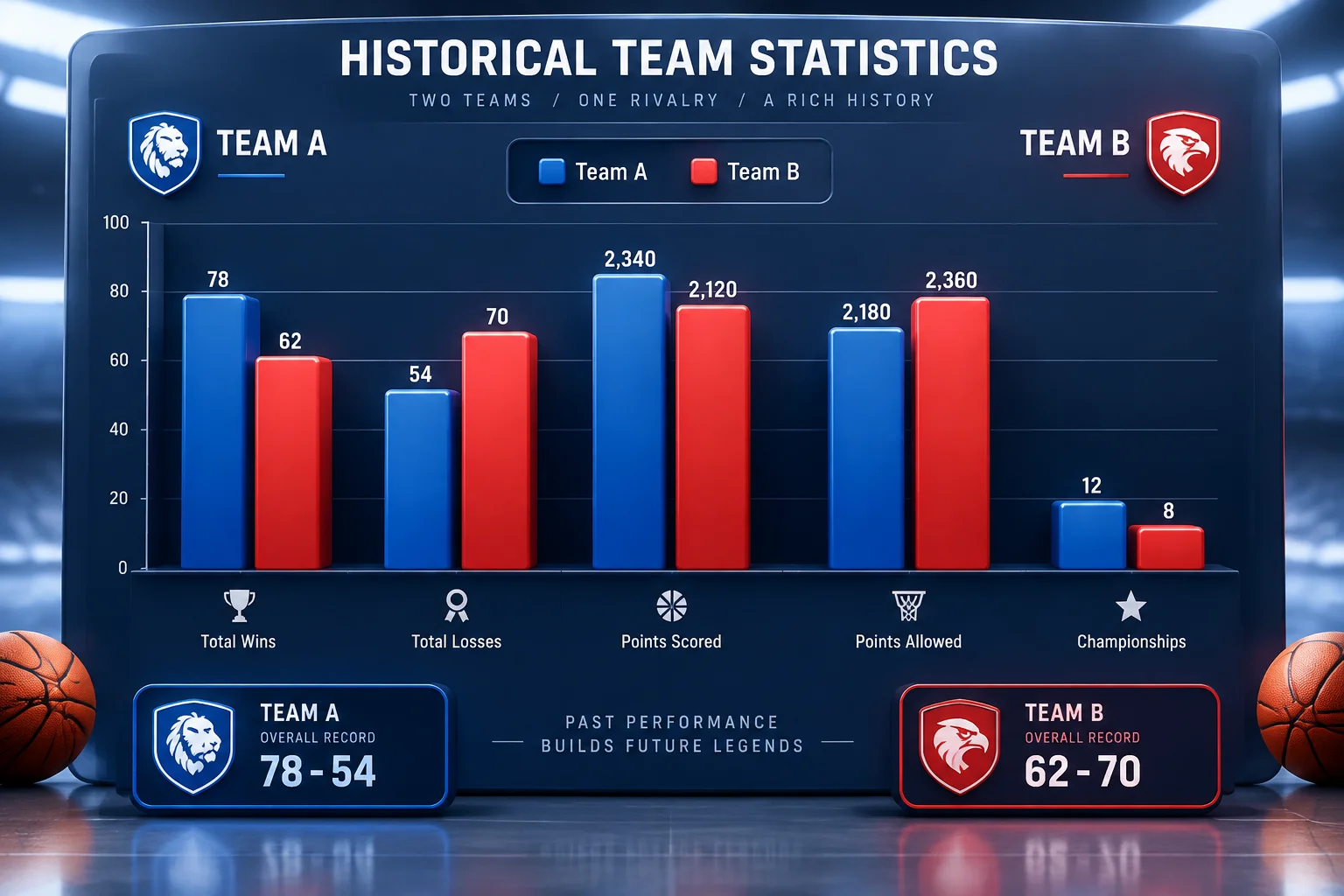 Graphique comparatif des données statistiques entre les deux franchises